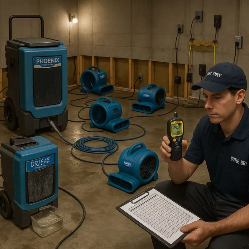 Structural Drying and Dehumidification process in Travis Ranch, TX